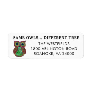 Cute Whimsical Uggla New Home Return-adressetikett Returadress Etikett