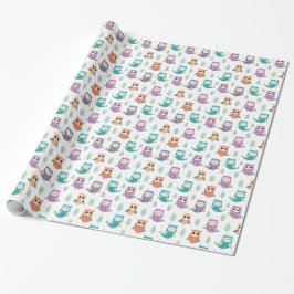 *~* Cute Whimsical Uggla Träd Presentpapper
