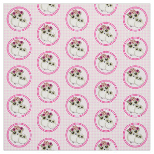 Cute Whimsical Ugglor Rosa White Gingham Plaid Tyg