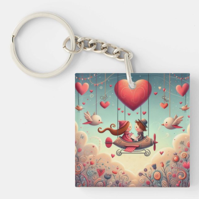 Cute Whimsical Valentine Day Hjärtat flygplan (Framsidan)