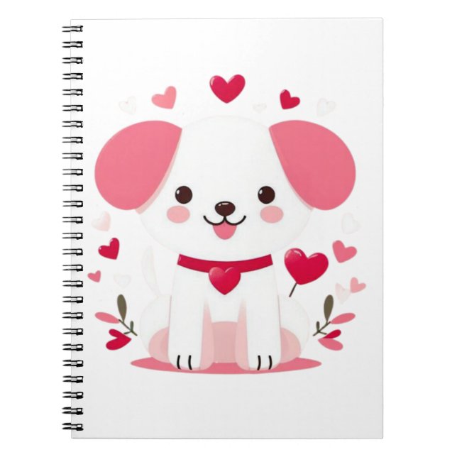 Cute Whimsical valentine's puppy Anteckningsbok (Framsidan)