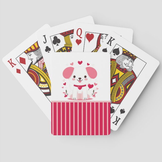 Cute Whimsical valentine's puppy Casinokort (Baksidan)