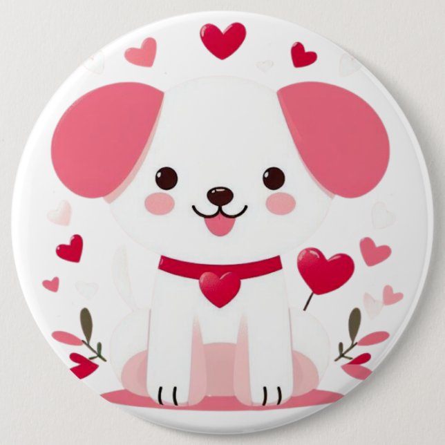 Cute Whimsical valentine's puppy Knapp (Framsida)