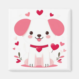 Cute Whimsical valentine's puppy Magnet