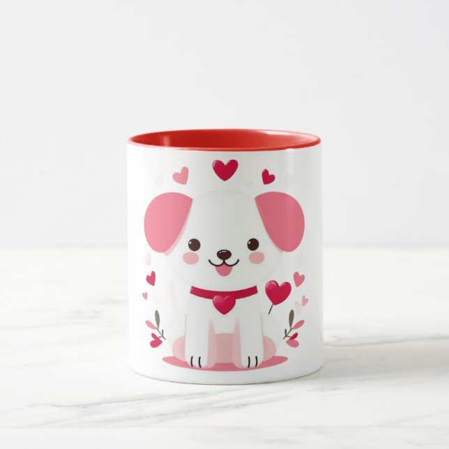 Cute Whimsical valentine's puppy Mugg (Center)