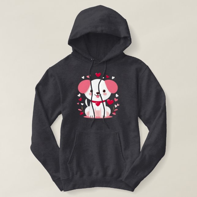 Cute Whimsical valentine's puppy T Shirt (Design framsida)