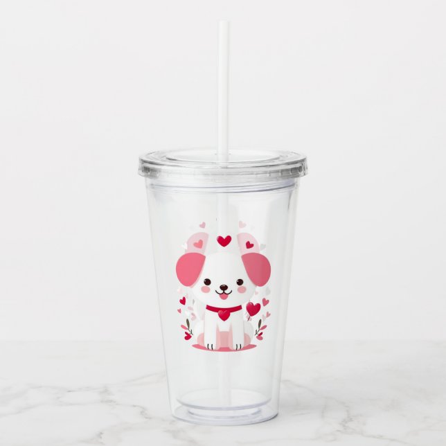 Cute Whimsical valentine's puppy Take Away Mugg (Framsida)