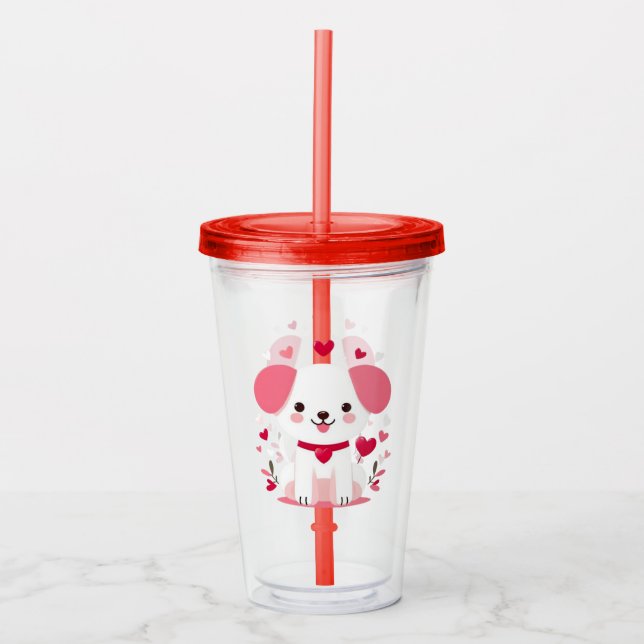 Cute Whimsical valentine's puppy Take Away Mugg (Framsida)