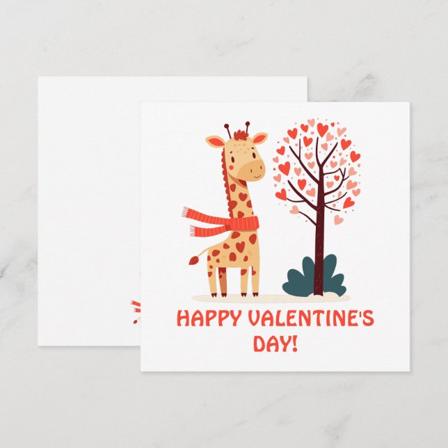 Cute Whimsical Valentiness Giraffe with Hearts trä (Fram/baksida)