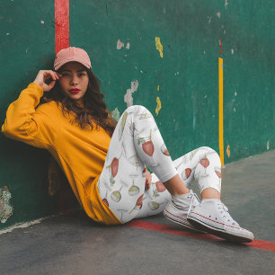 Cute Whimsical Vin Watercolor Cocktail Drinks Roli Leggings