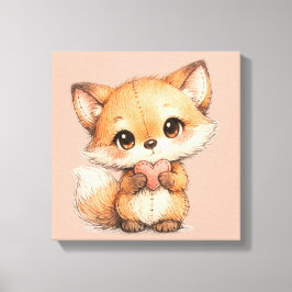 Cute Whimsical Watercolor Animal  Canvastryck