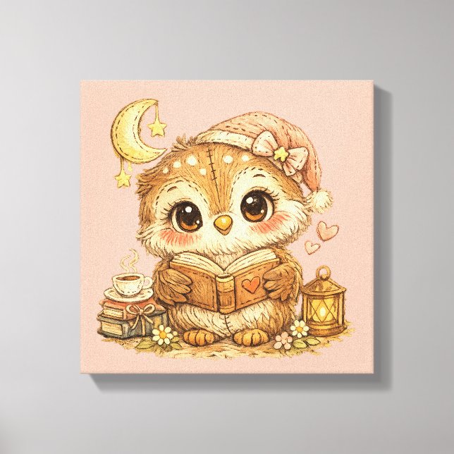 Cute Whimsical Watercolor Animal  Canvastryck (Framsida)