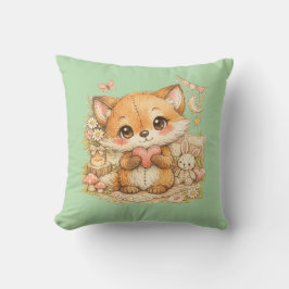 Cute Whimsical Watercolor Animal  Kudde