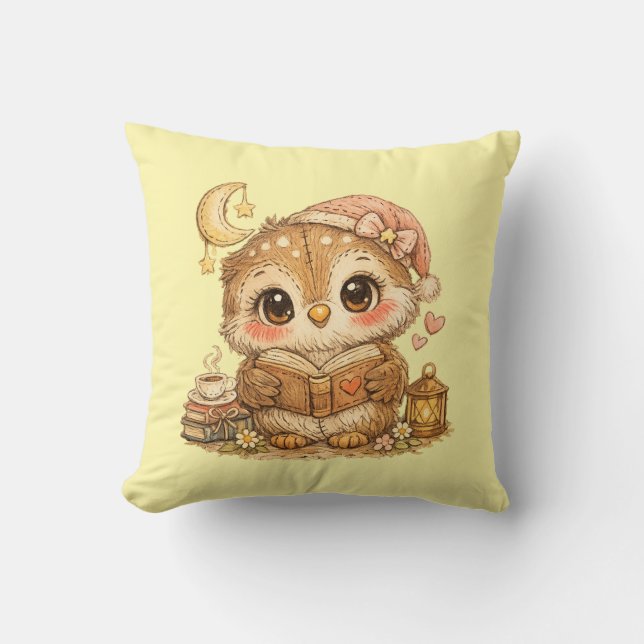 Cute Whimsical Watercolor Animal  Kudde (Framsida)