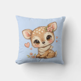 Cute Whimsical Watercolor Animal  Throw Pillow Kudde