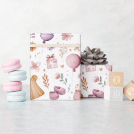 Cute Whimsical Watercolor Baby Shower Wrapp Presentpapper