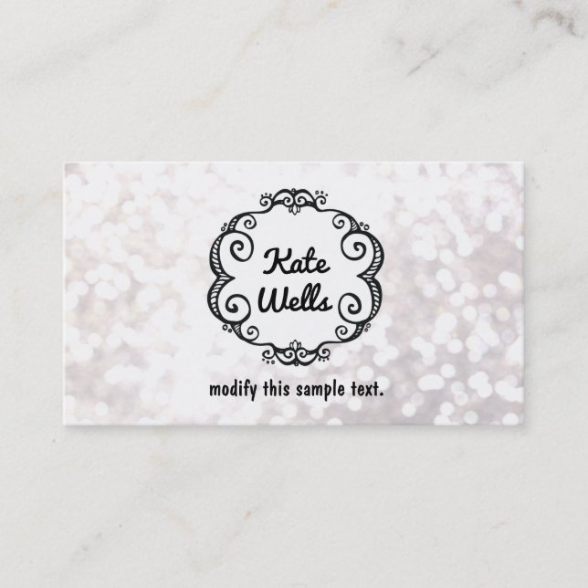 Cute Whimsical White Glitter Bokeh Visitkort (Framsida)