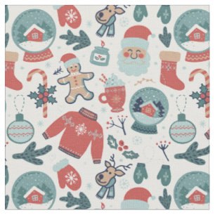 Cute Whimsical Winter-jul Helgdag Mönster Tyg