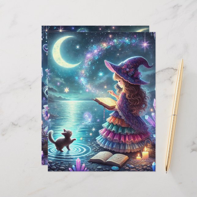 Cute Whimsical Witch Halloween Magic Scrapbook (Fram/Back In Situ)