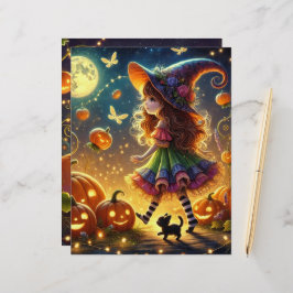 Cute Whimsical Witch Halloween Pumpkins Scrapbook
