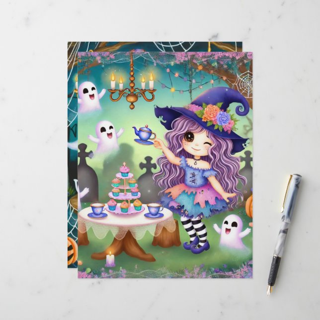 Cute Whimsical Witch Halloween Tea Party (Fram/Back In Situ)