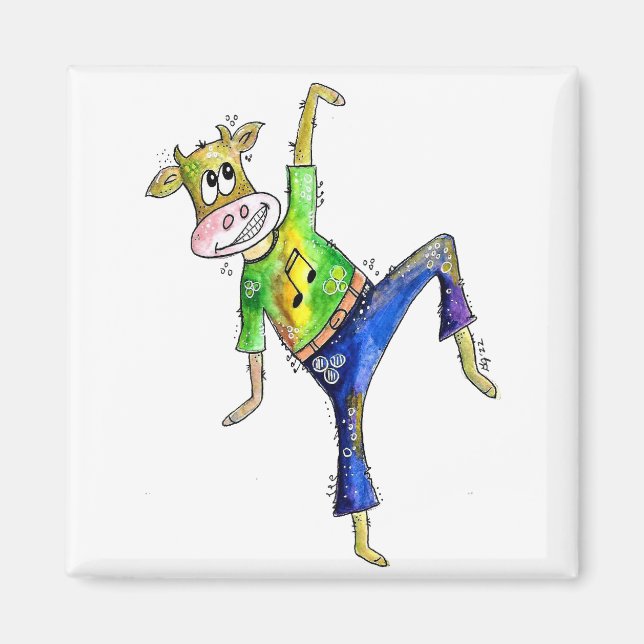 Cute Whimsicing Cow Magnet (Framsidan)