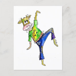 Cute Whimsicing Cow Postcard Vykort