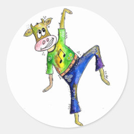 Cute Whimsicing Cow Runt Klistermärke