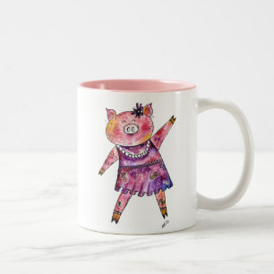 Cute Whimsicing Gris Två-Tonad Mugg
