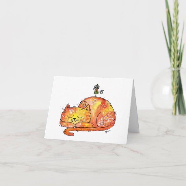 Cute Whimsieping Cat Kort (Framsida)