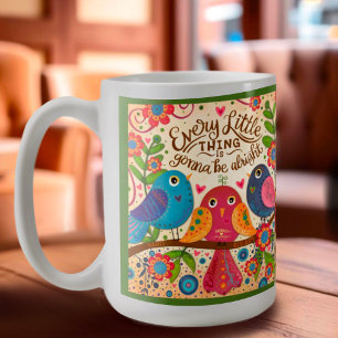 Cute Whimsiic Birds Inspiring Citate Subscriber Kaffemugg