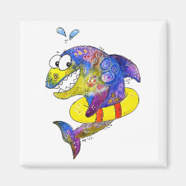Cute Whimsiic Colorful Shark in Flyt Magnet