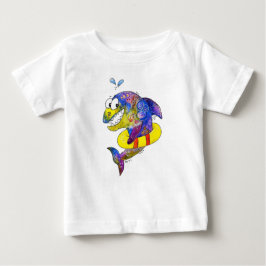 Cute Whimsiic Colorful Shark in Flyt T Shirt