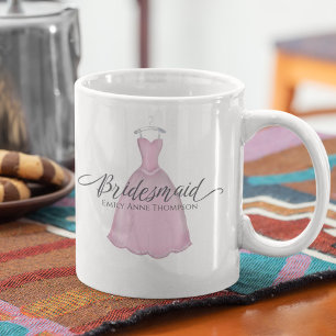 Cute Whimsime Rosa Bridesmaid Bröllop Dress Kaffemugg