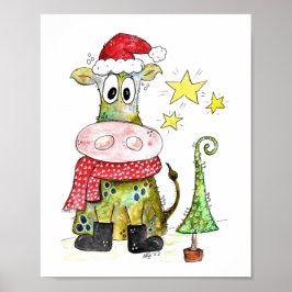 Cute Whimsique Jul Cow Poster