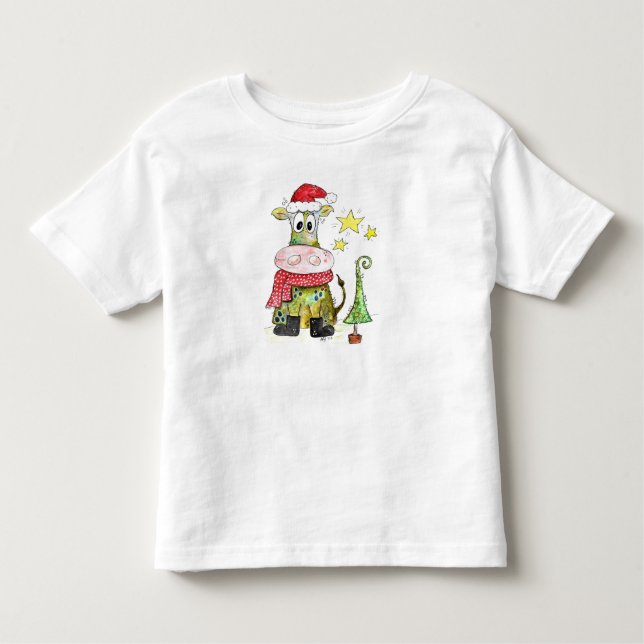 Cute Whimsique Jul Cow T Shirt (Framsida)