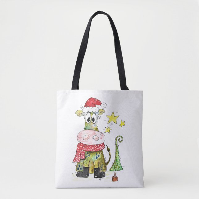 Cute Whimsique Jul Cow Tygkasse (Framsida)