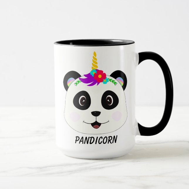 Cute Whimsique Panda Unicorn Pandicorn Mugg (Höger)