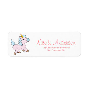 Cute Whimsique Unicorn Returadress Returadress Etikett