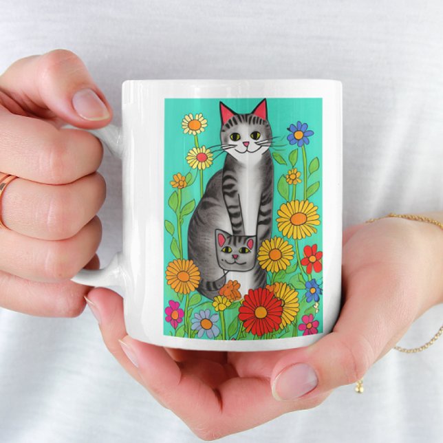 Cute Whimsiques Art Cat och Kitten Quote Kaffemugg (Skapare uppladdad)