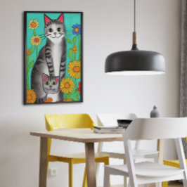 Cute Whimsiques Art Cat och Kitten Quote Poster