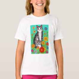 Cute Whimsiques Art Cat och Kitten Quote T Shirt