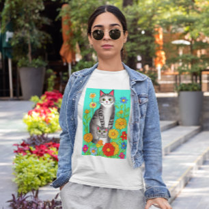 Cute Whimsiques Art Cat och Kitten Quote T Shirt