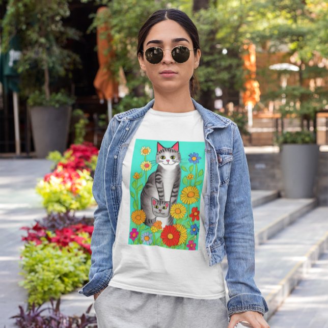 Cute Whimsiques Art Cat och Kitten Quote T Shirt (Skapare uppladdad)