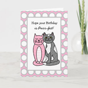 Cute Whimsiques Art Cats Birthday Kort