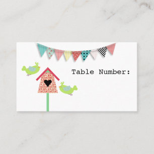 Cute Whimsiques Birds and Birdhouse-Bordsnummer Placeringskort