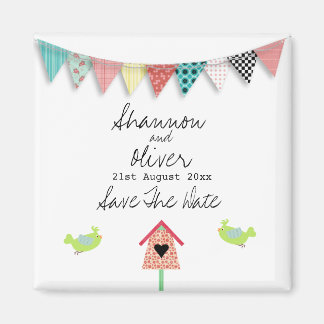 Cute Whimsiques Birds and Birdhouse Save the Date Magnet