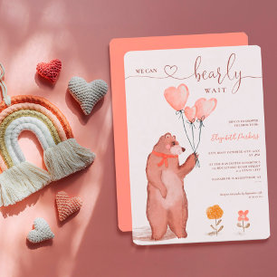Cute whimsiques björnhjärtan babydusch inbjudningar
