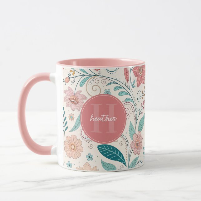 Cute Whimsiques Flowers Mugg (Vänster)