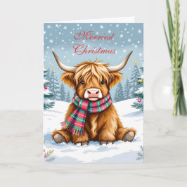 Cute Whimsiques Highland Cow Personlig jul Kort